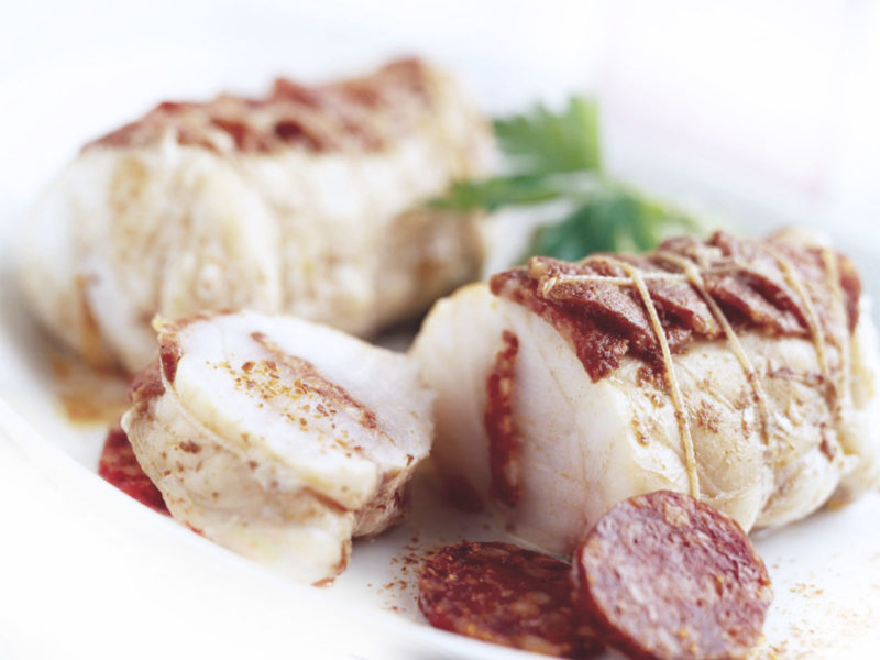 Monkfish lightly topped with butter, garlic and parsley