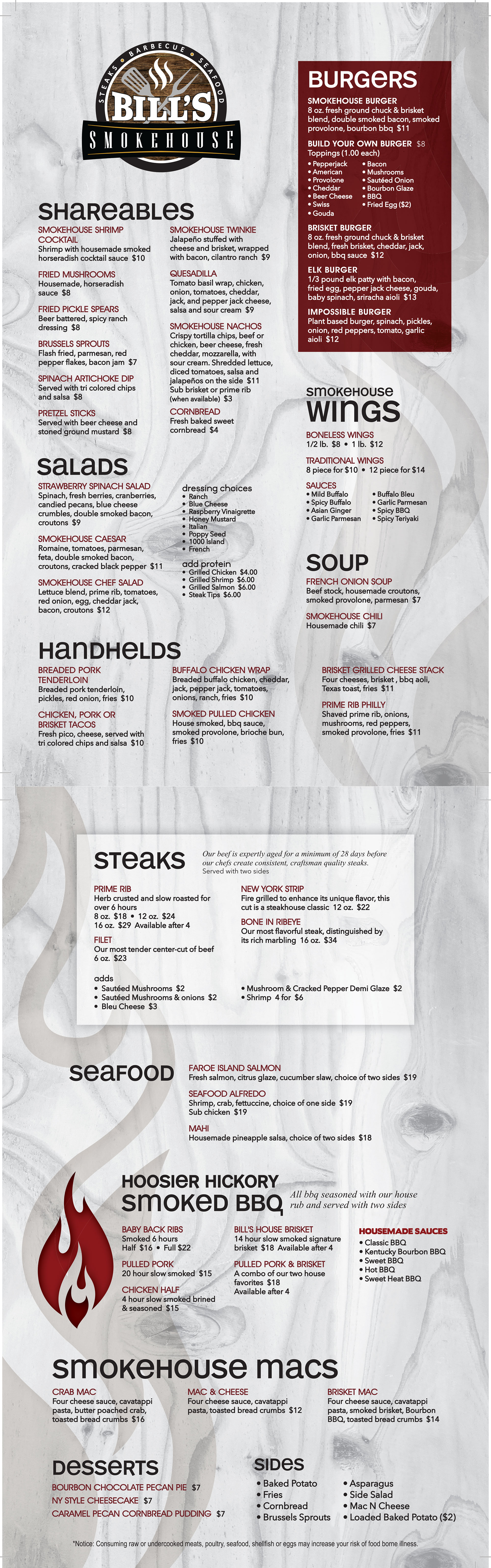 Smokehouse Menu